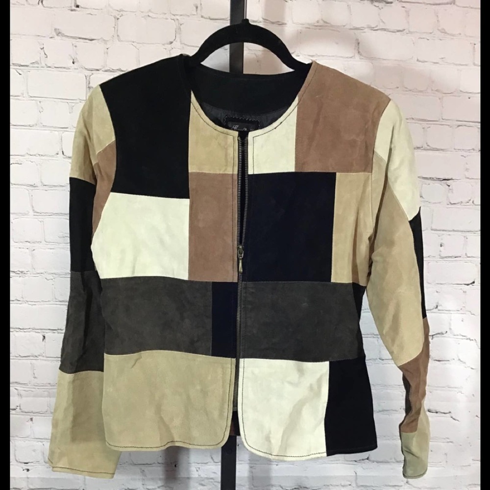 Karen Arnold Leather Patchwork Jacket Size Medium